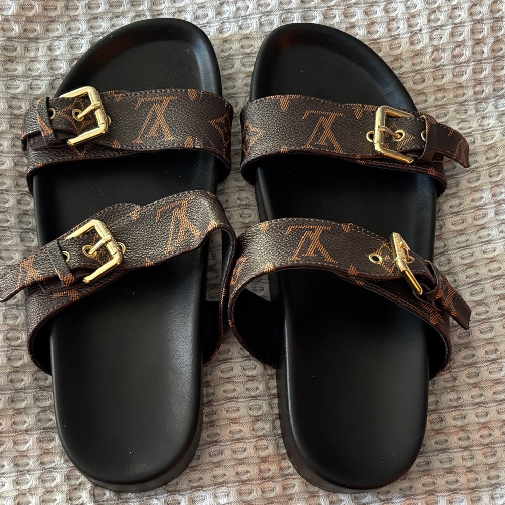 Louis Vuitton Black and Brown Sandals